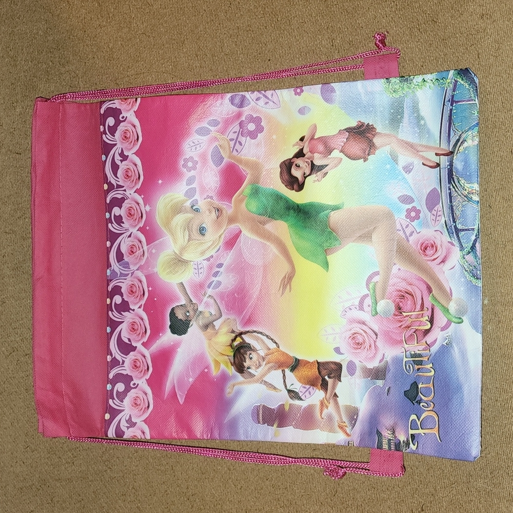 🎆 NWOT Tinkerbell Fairy Drawstring Backpack Kids School Gym Bag
